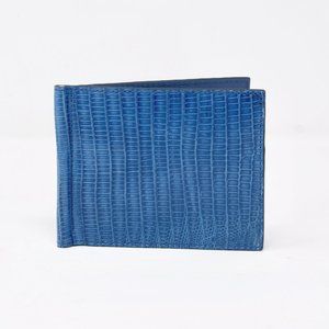 MAX STANCO DOLLAR CLIP CARD HOLDER IN GENUINE LIZARD/COBALT